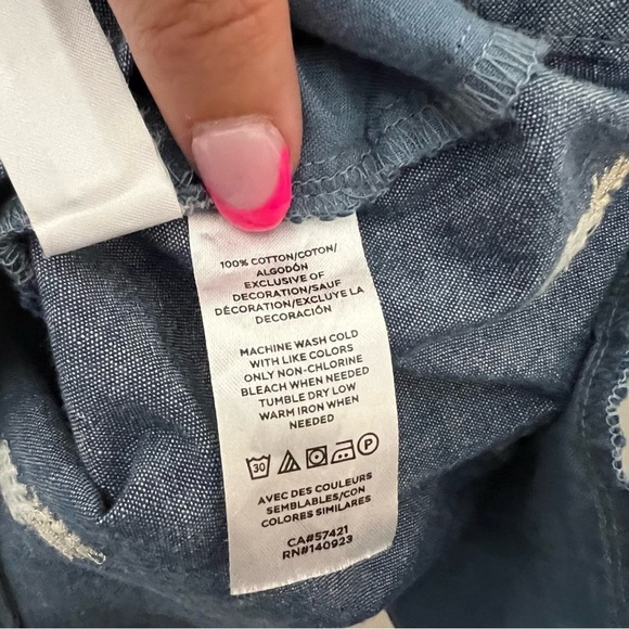 LOFT The Riviera Short Pineapple Embroidered Chambray Shorts - Picture 5 of 5